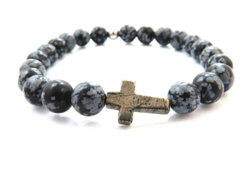 SNOW OBSIDIAN CROSS BRACELET