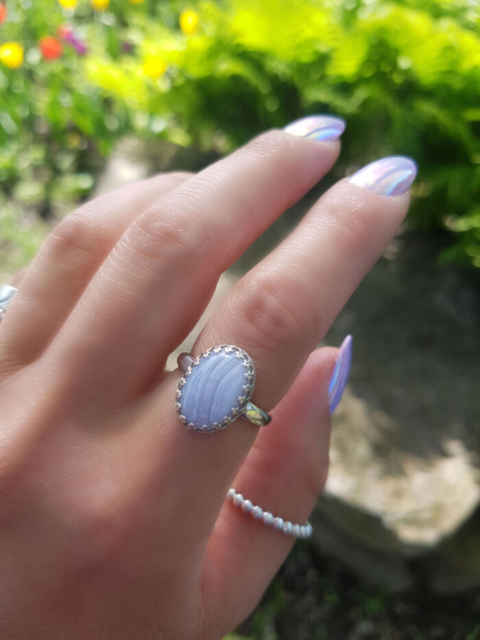 Blue lace Agate ring