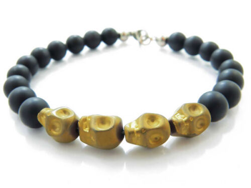 GOLD HEMATITE SKULL BRACELET