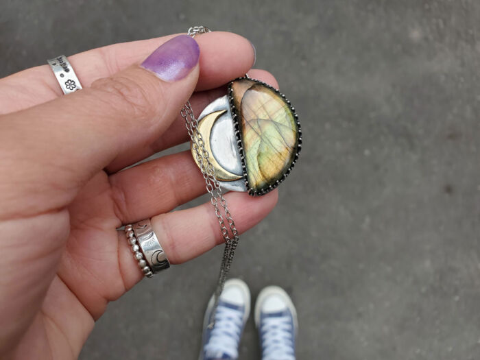 LABRADORITE MOON PENDANT