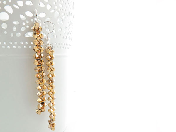 Gold Swarovski long earrings