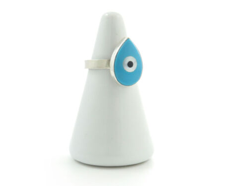 Teardrop evil eye ring