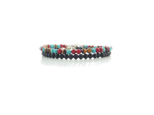Thin gemstone bracelet set