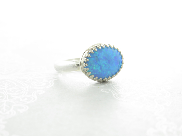 Blue opal oval ring