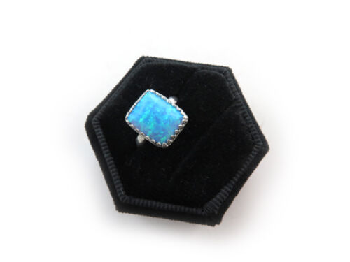 Blue Opal rectangular ring