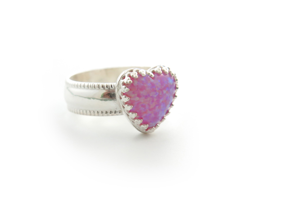pink heart Opal ring