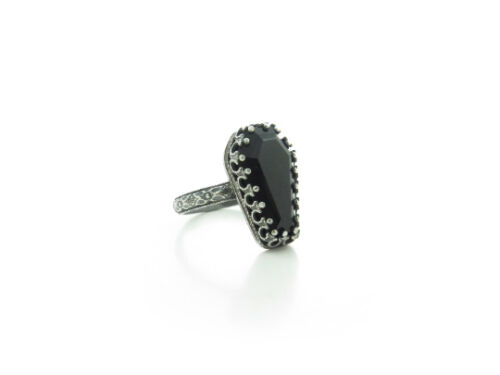 Black onyx coffin ring