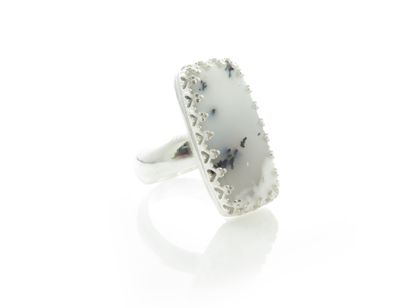 Dendritic Agate rectangle ring
