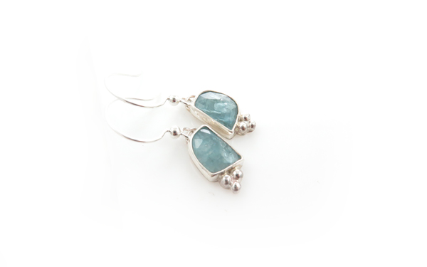 Aquamarine drop silver earrings