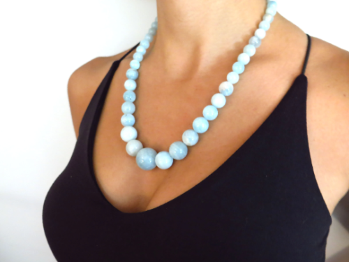 Aquamarine graduated necklace