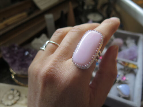 Pink Opal rectangular ring