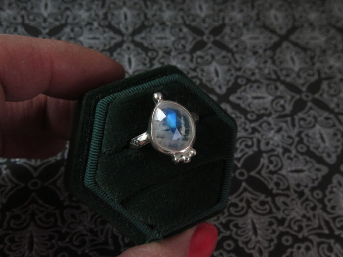 Moonstone dot ring