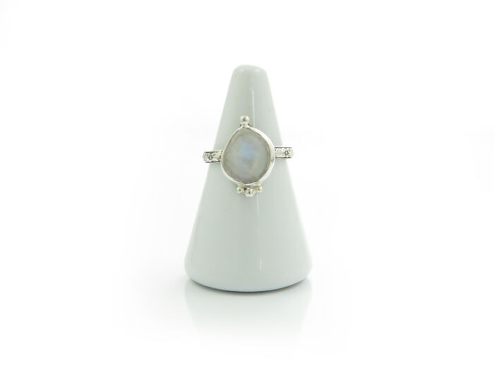 Moonstone dot ring