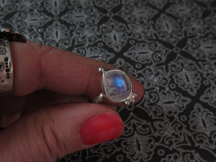 Moonstone dot ring