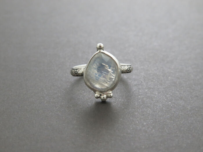 Moonstone dot ring