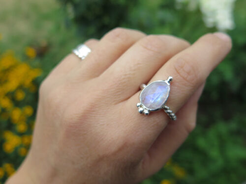 Moonstone dot ring