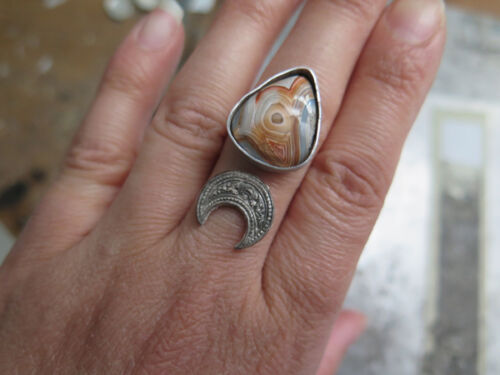 Custom Agate moon ring